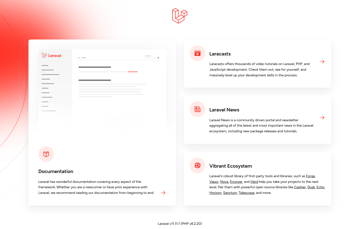 laravel initial page